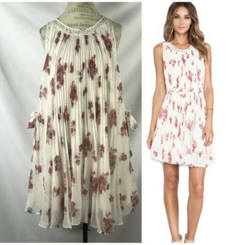 FREE PEOPLE GARDENIA PLEATED TENT DRESS WITH LACE